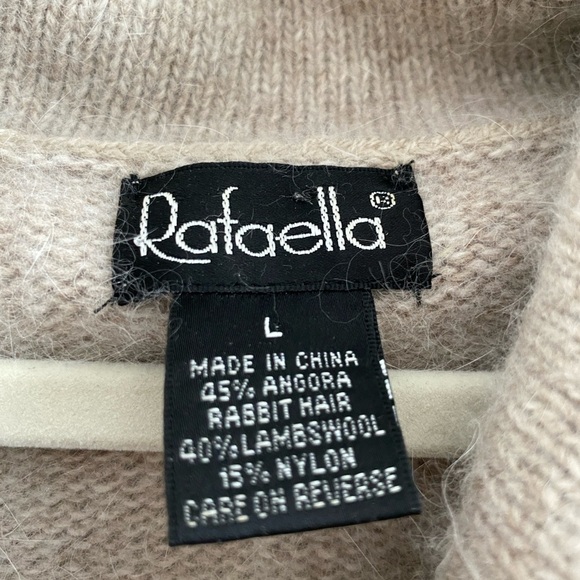 Rafaella Angora Rabbit Hair Lambswool Oatmeal Large Cowl Neck Sweater Size L - Picture 2 of 10